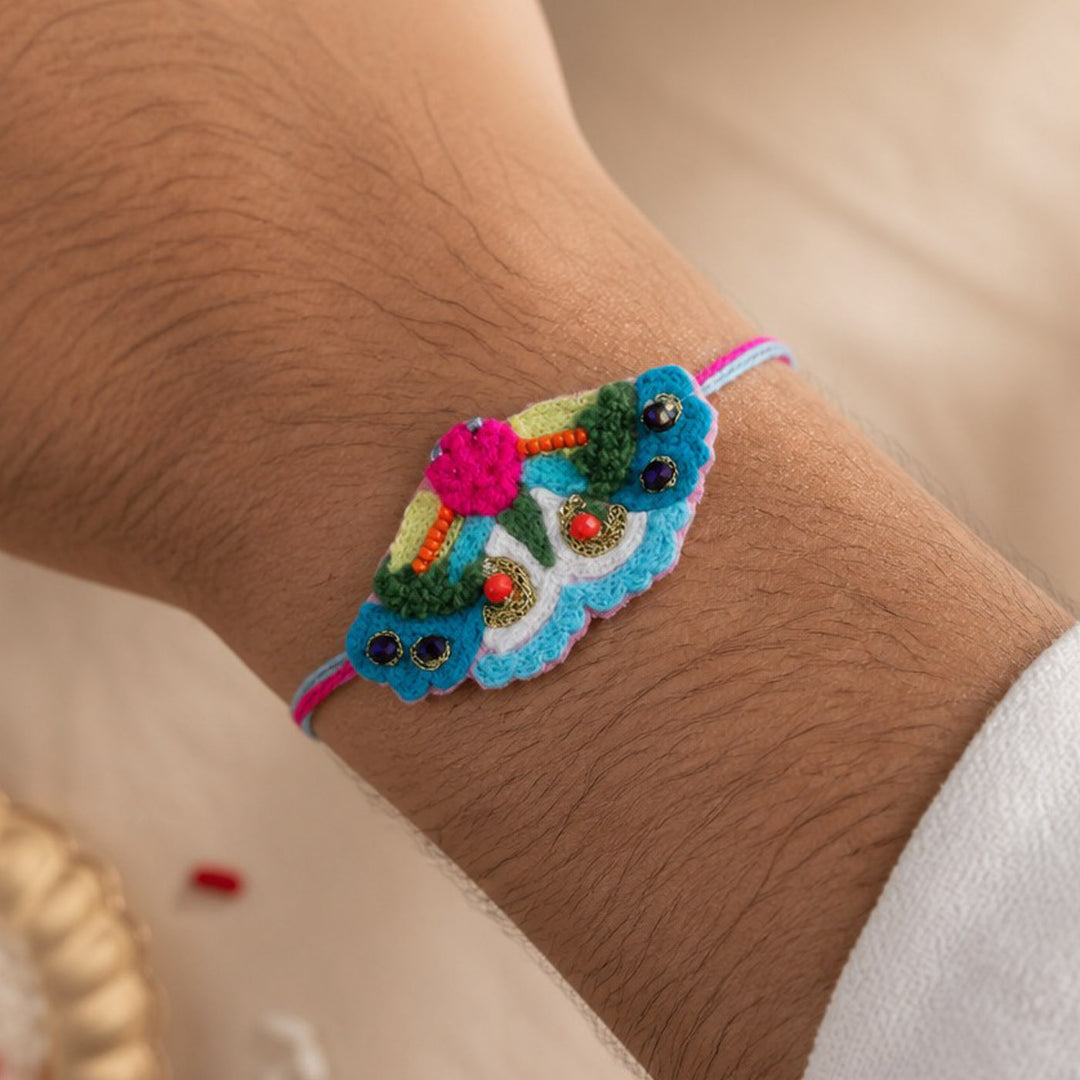 Handmade Thread Embroidered "Butterfly" Reusable Rakhi Magnet For Brother