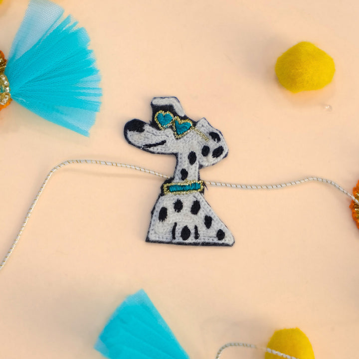 Handmade Thread Embroidered "Cool Dog" Reusable Rakhi Magnet For Brother