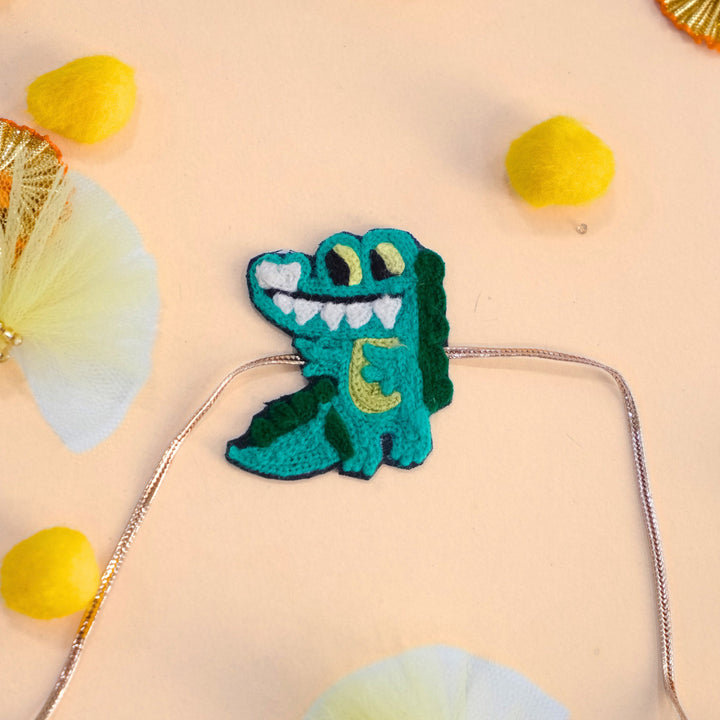Handmade Thread Embroidered "Crocodile" Reusable Rakhi Magnet For Brother