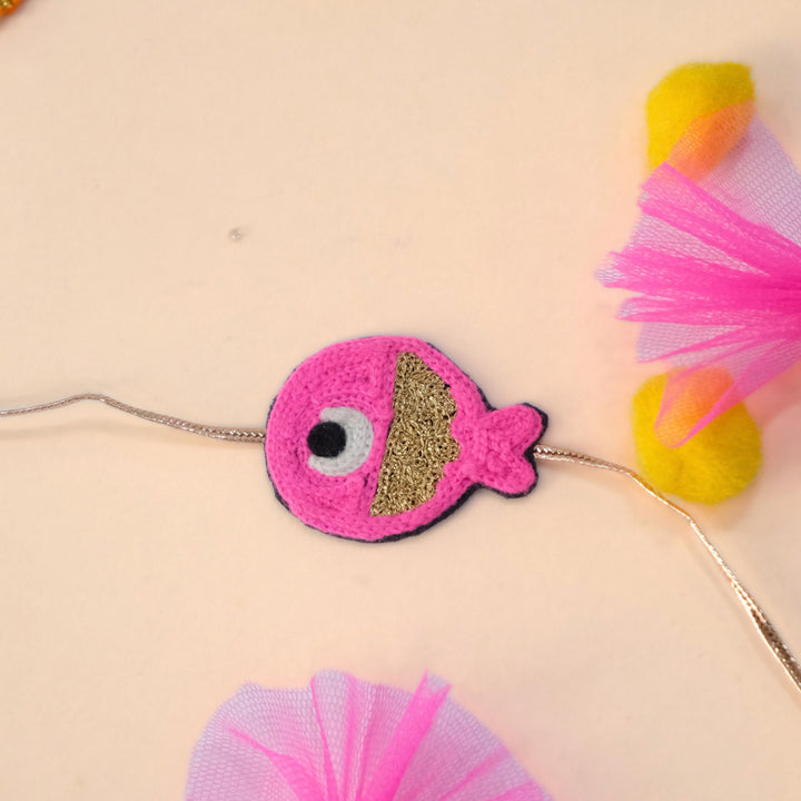 Handmade Thread Embroidered "Fish" Reusable Rakhi Magnet For Brother