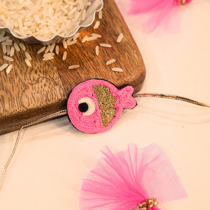 Handmade Thread Embroidered "Fish" Reusable Rakhi Magnet For Brother