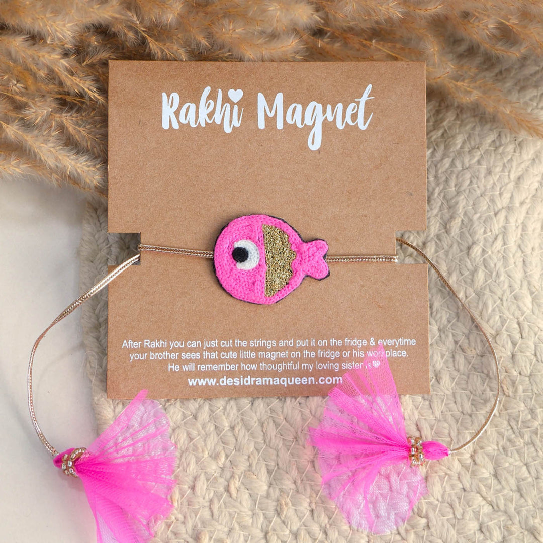 Handmade Thread Embroidered "Fish" Reusable Rakhi Magnet For Brother