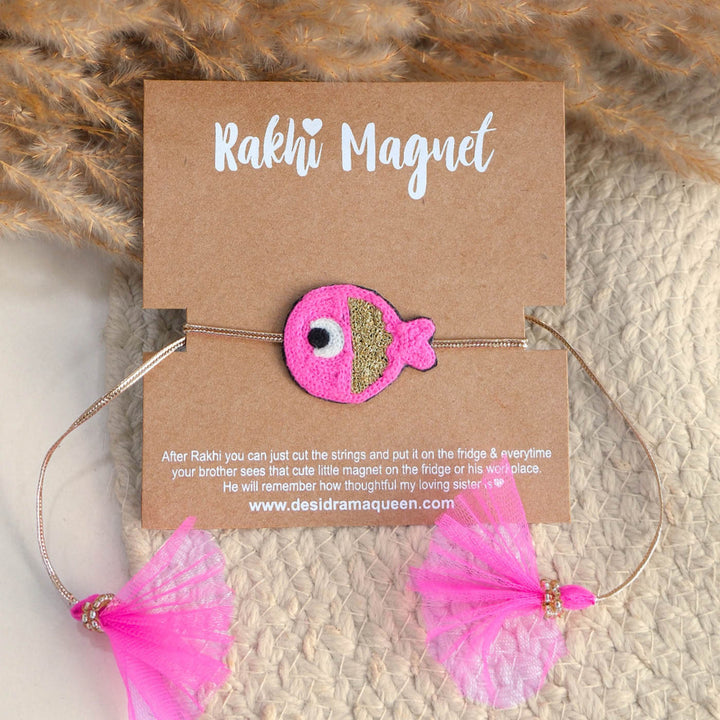 Handmade Thread Embroidered "Fish" Reusable Rakhi Magnet For Brother