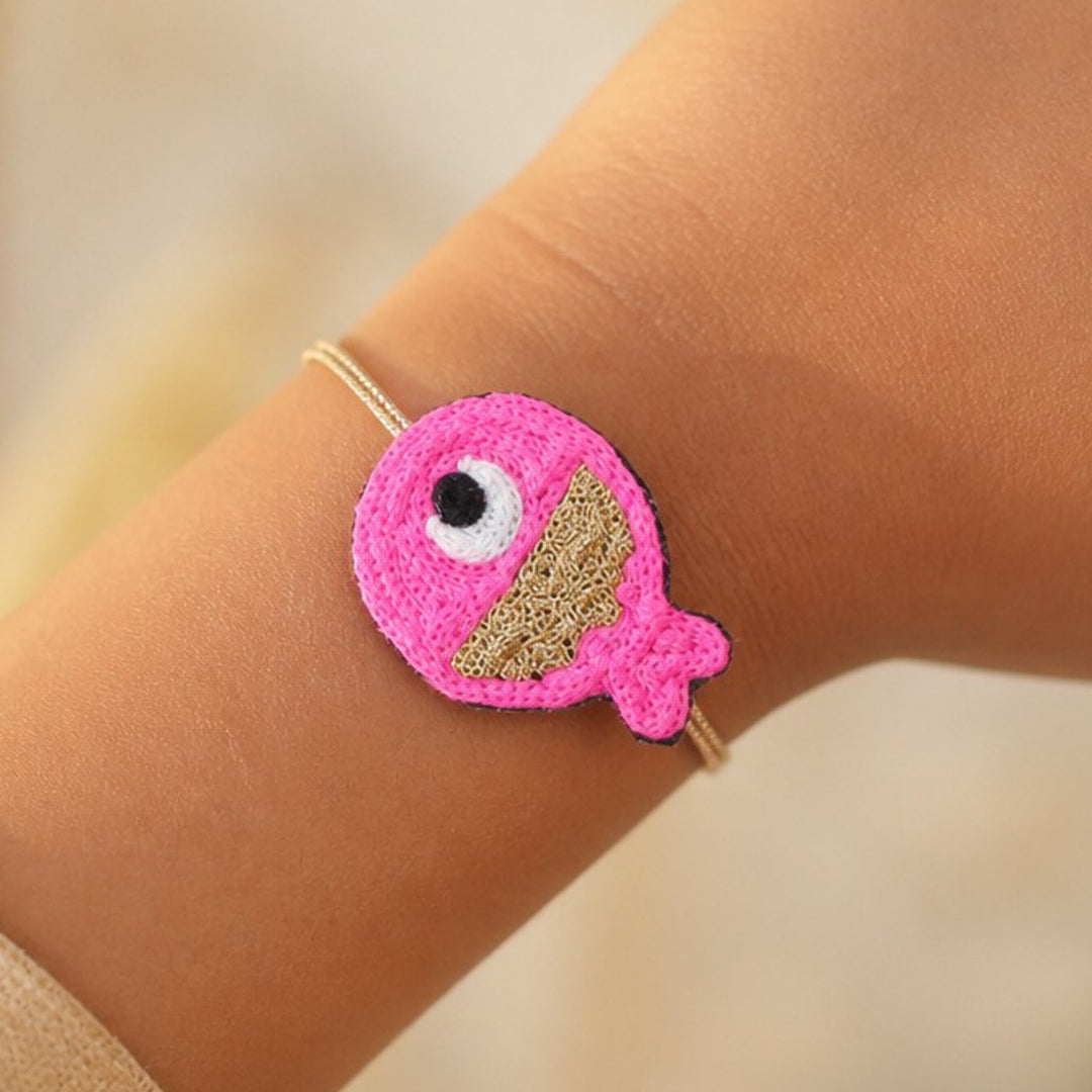 Handmade Thread Embroidered "Fish" Reusable Rakhi Magnet For Brother