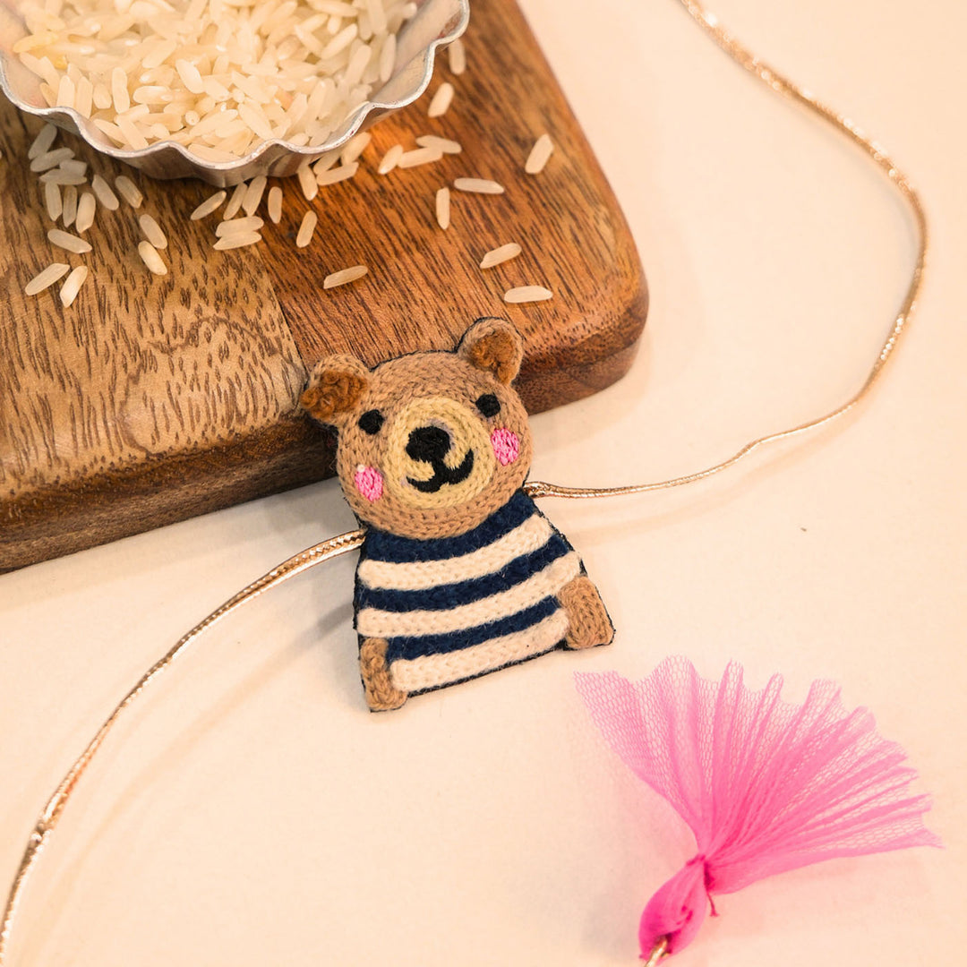 Handmade Thread Embroidered "Panda" Reusable Rakhi Magnet For Brother