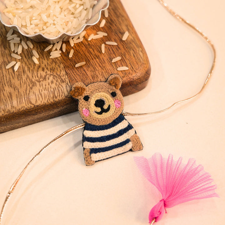 Handmade Thread Embroidered "Panda" Reusable Rakhi Magnet For Brother