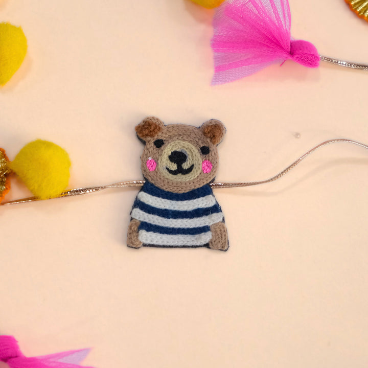 Handmade Thread Embroidered "Panda" Reusable Rakhi Magnet For Brother