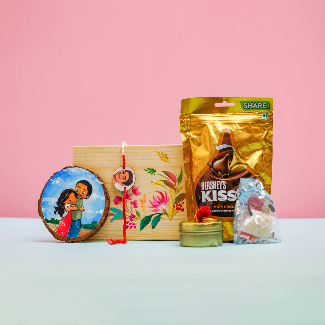 Hand-painted Rakhi Hamper With Fridge Magnet