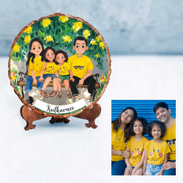 Photo Caricature Bark Nameplate with Stand
