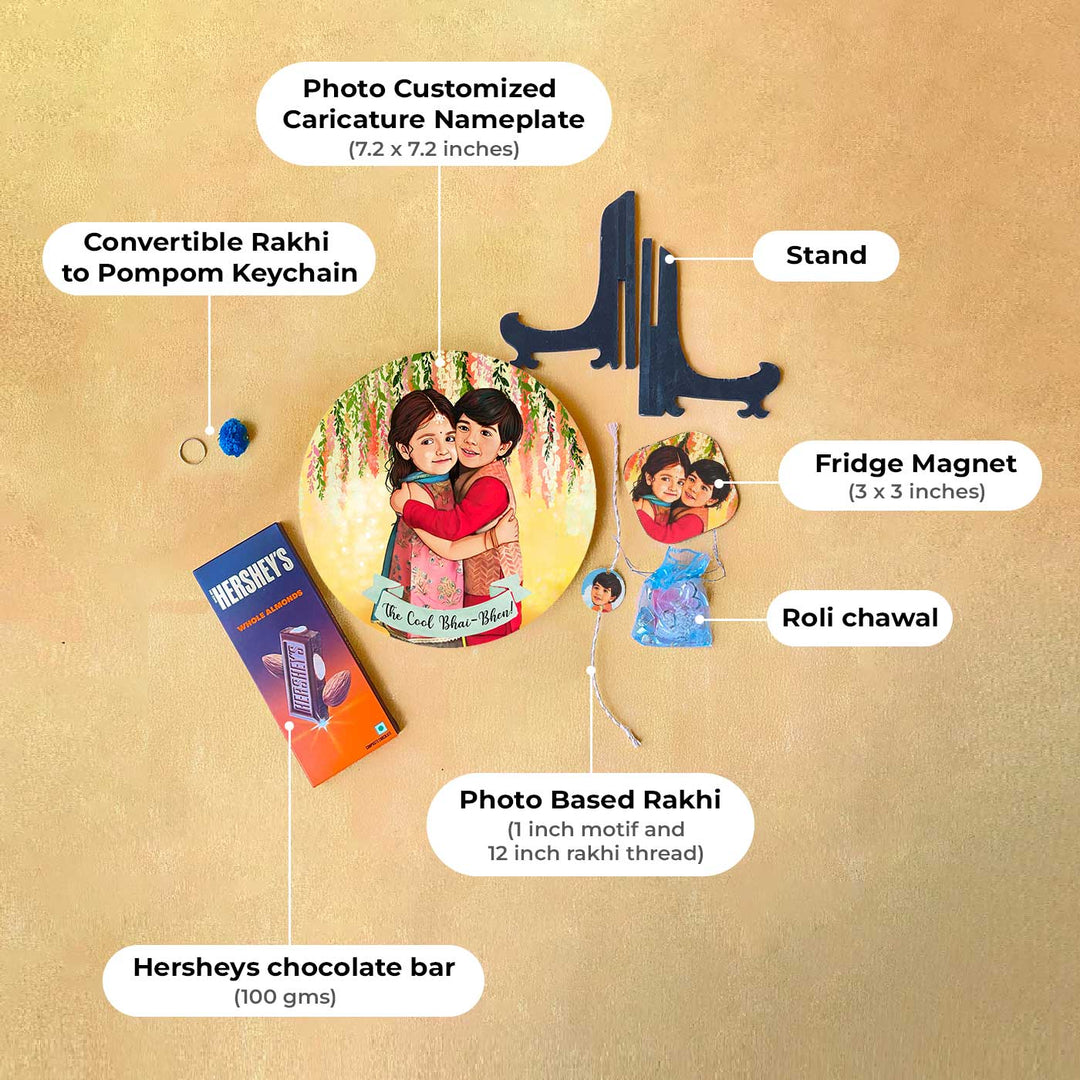 Photo Customized Rakhi Hamper With Caricature Nameplate 1 - Product Description Layout