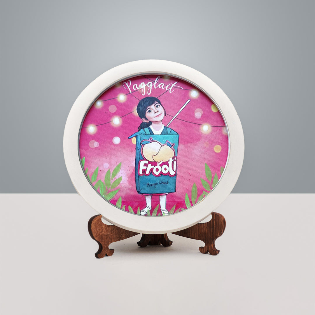 Photo Caricature Name Plate With Stand For Kids 15 - Front View on Stand