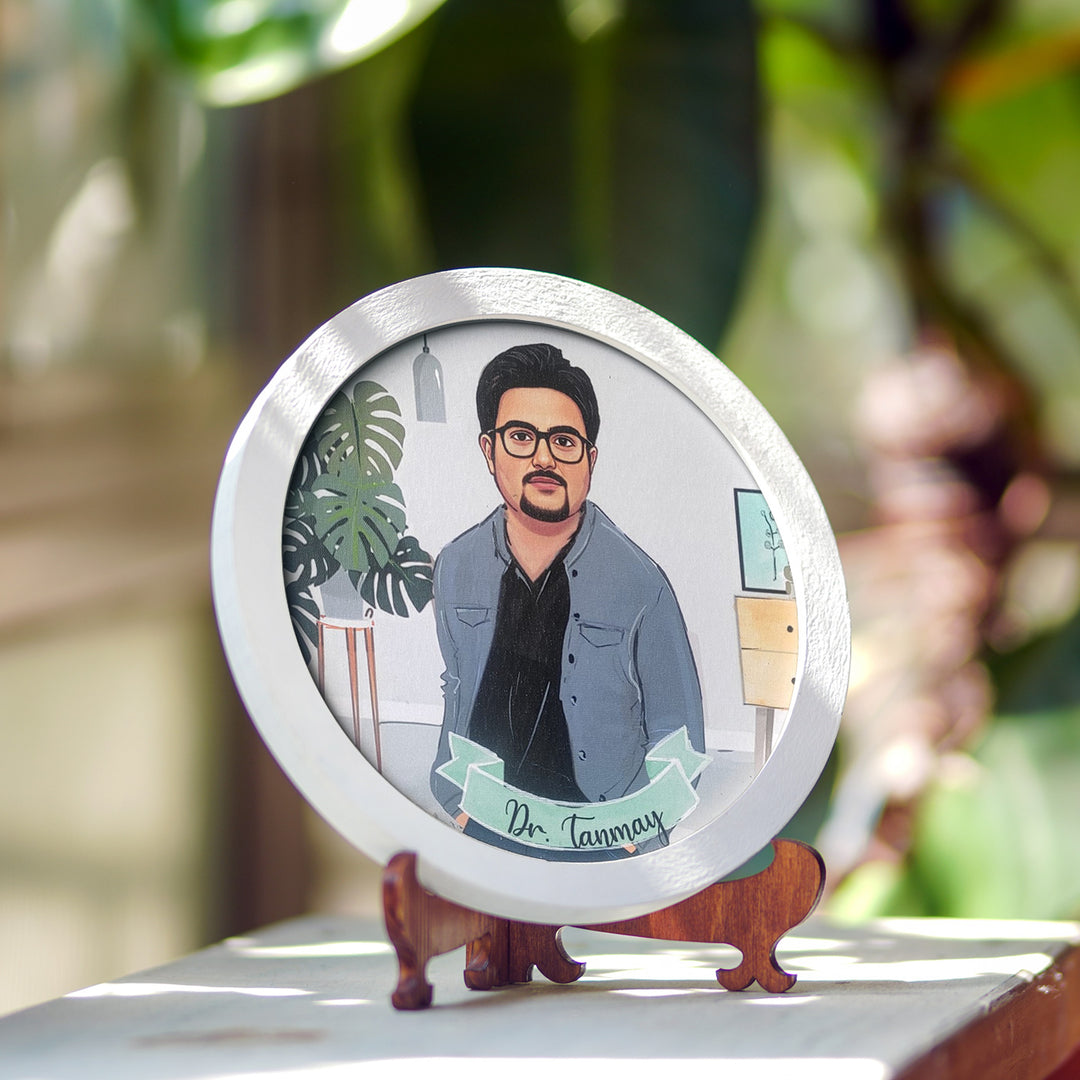 Photo Caricature Name Plate with Stand