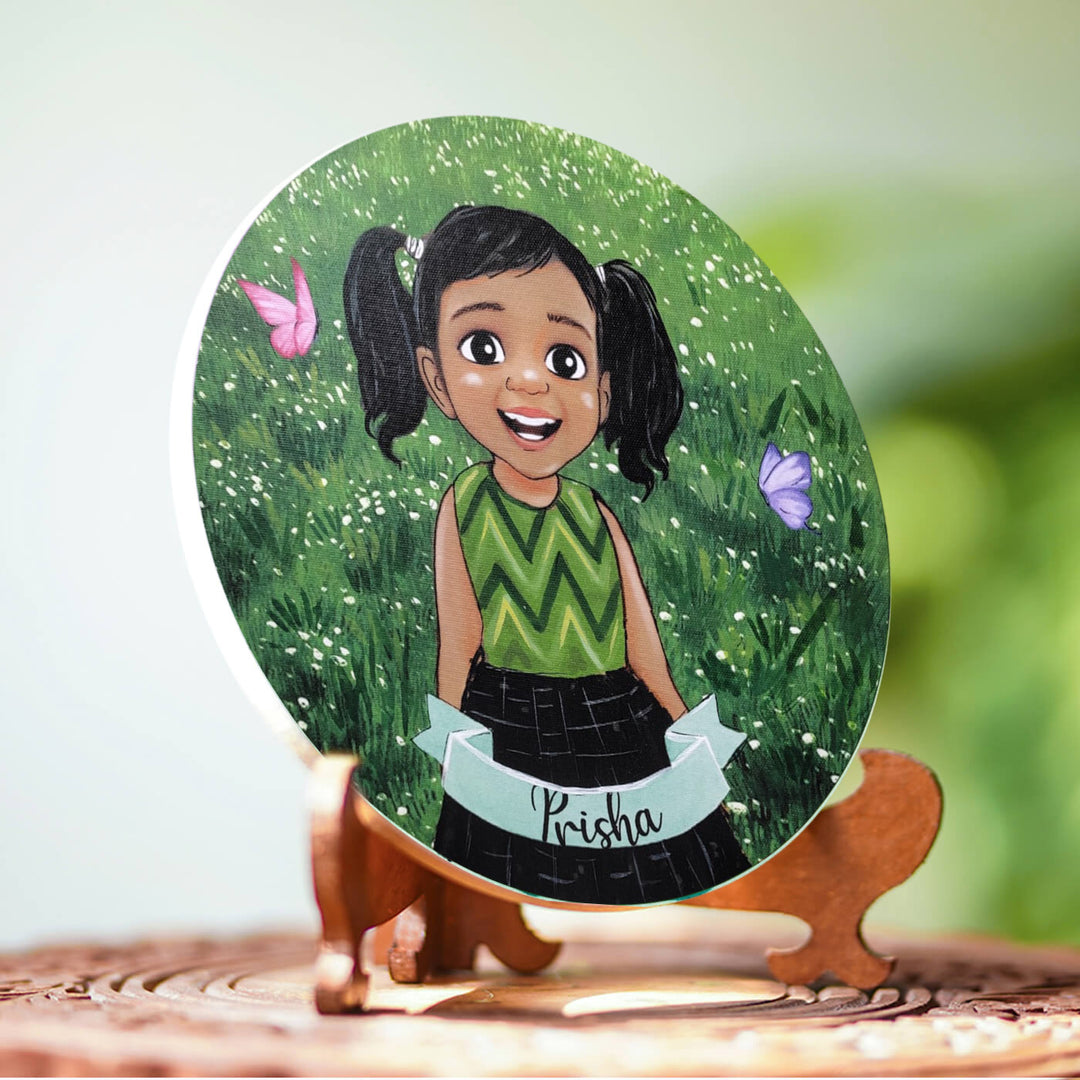 Photo Caricature Kids Nameplate with Stand