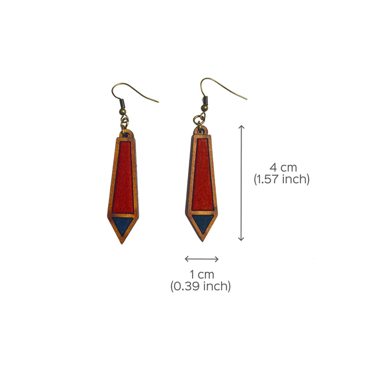 Handcrafted Wood & Fabric Rays Earrings & Necklace