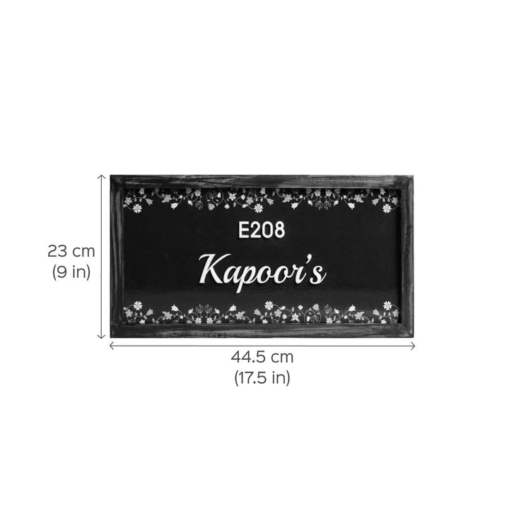 Personalized Floral Printed Nameplate with 3D Letters