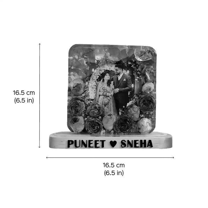 Photo Personalized Preserved Flower Rose Theme Decorative Plaque With Lights
