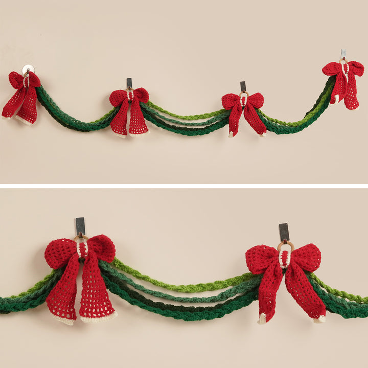 60 Inch | Handmade Bow Crochet Bunting/Garland For Christmas Decoration
