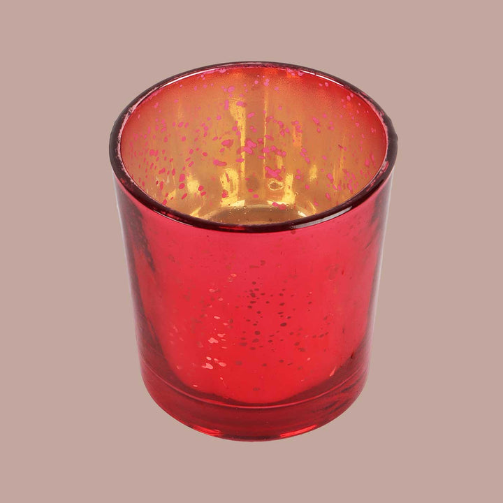 Handmade Red Votive Glass Tealight Holder | Set of 4