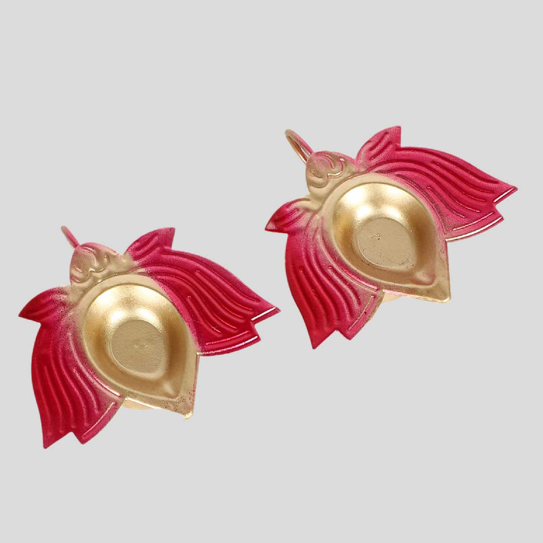 Set of 10 | Handmade Red Lotus Oil Lamp / Diya