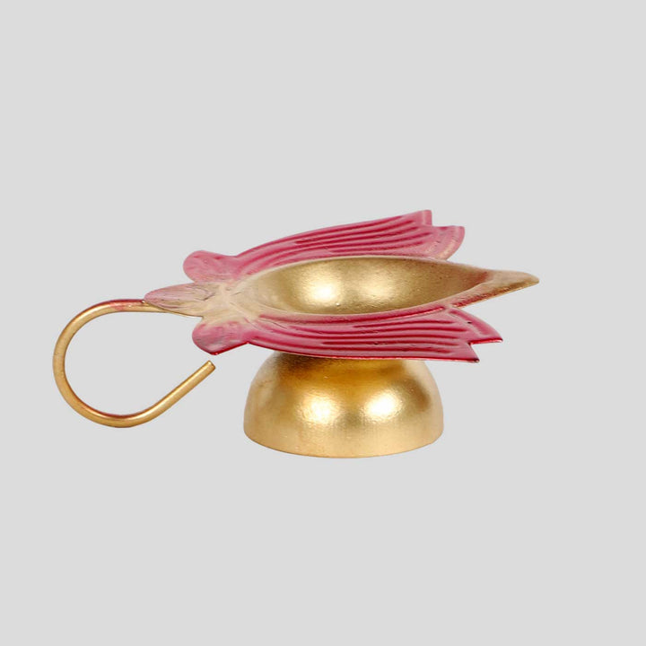Set of 10 | Handmade Red Lotus Oil Lamp / Diya