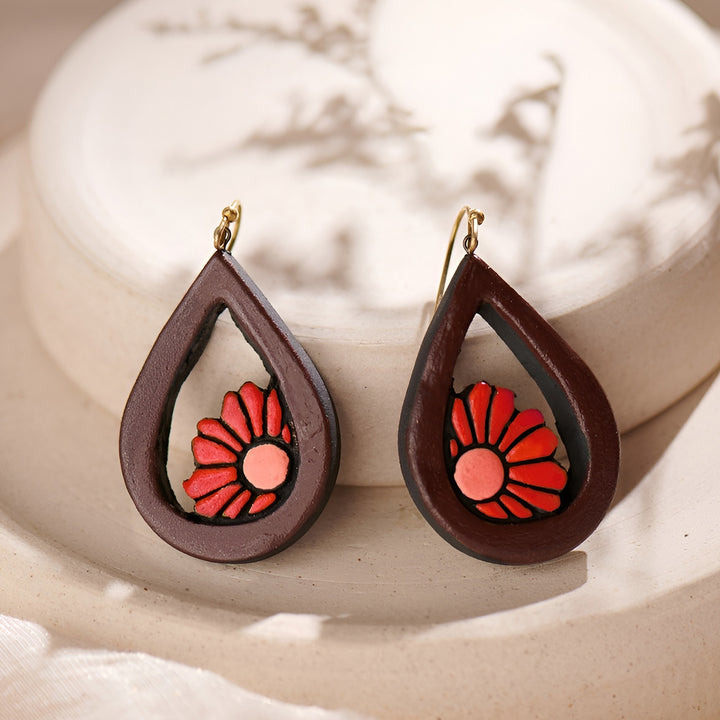 Handmade Floral Charm Terracotta Earrings