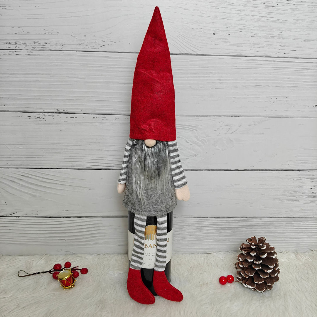 Handmade Red Hat Gnome Wine Bottle Cover