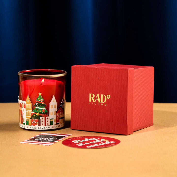Handmade Red Merry Town Soy Wax Candles | Secret Santa Gift Ideas