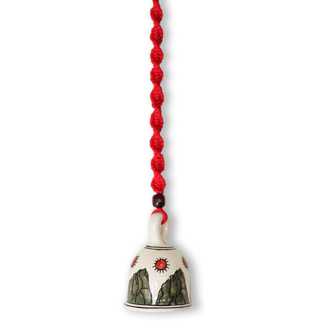 Hand Painted Ceramic Bells with Macrame Rope