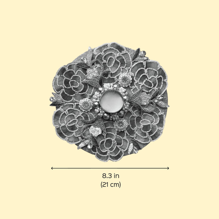 Handmade Beaded Rose Flower Sequin Diya Rangoli