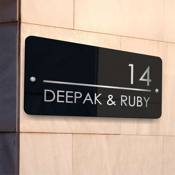 Personalized Sleek Black Acrylic Name Plate