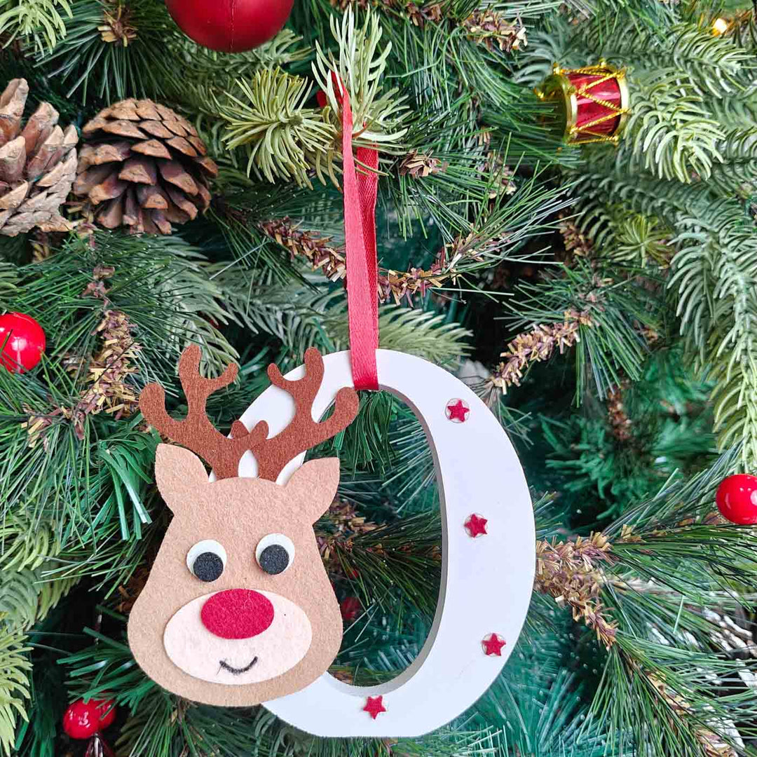 Handmade Reindeer Monogram Charm Ornament