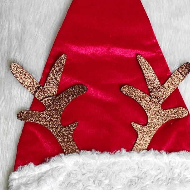 Personalized Handmade Reindeer Velvet Santa Caps