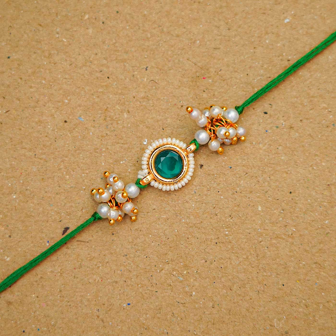 Reusable Resin Kundan Rakhi With Roli Chawal For Brother