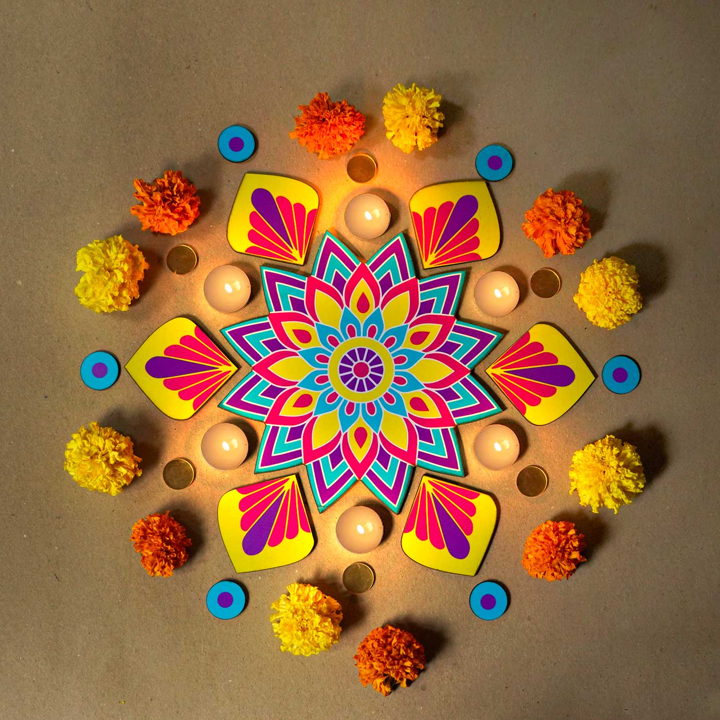 Buy Reusable 13 Piece Mini Sitara MDF Wood Rangoli Online On Zwende