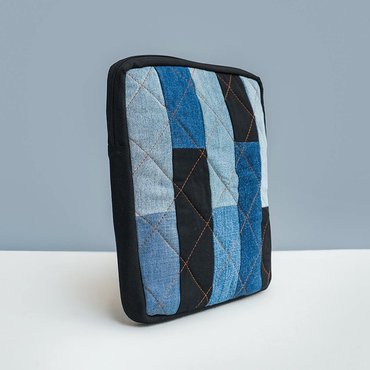 Handcrafted Upcycled Denim IPad Sleeve | 11 inch - Zwende