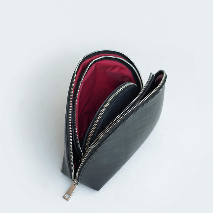 Handcrafted Upcycled Tyre Tube Make-up Pouch Set | Set of 3 - Zwende