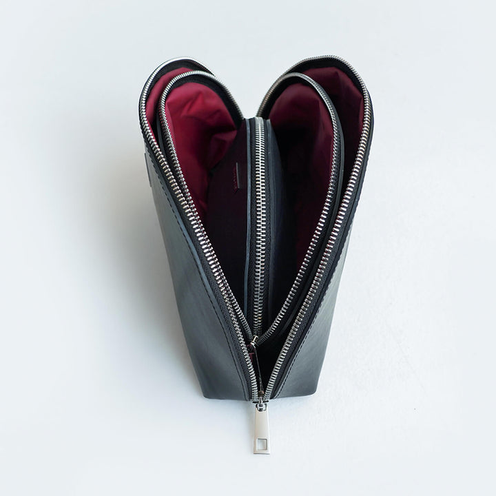 Handcrafted Upcycled Tyre Tube Make-up Pouch Set | Set of 3 - Zwende