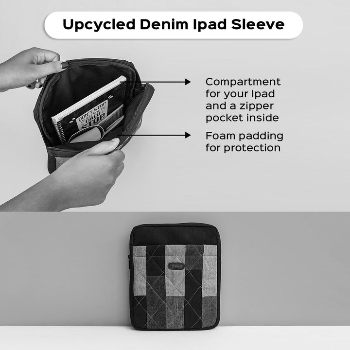 Handcrafted Upcycled Denim IPad Sleeve | 11 inch - Zwende