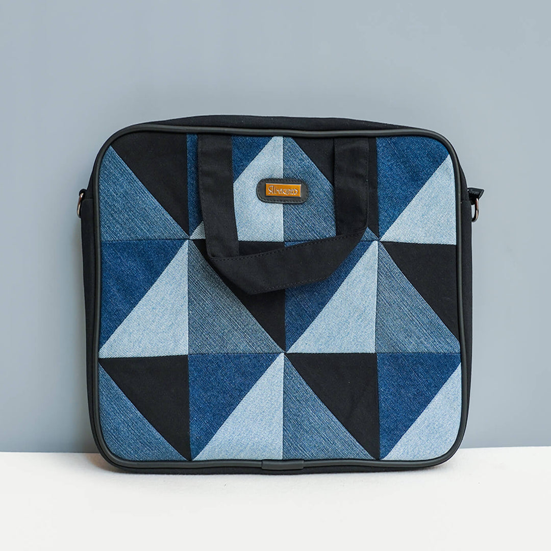 Handcrafted Upcycled Denim Laptop Bag | 15 inch - Zwende