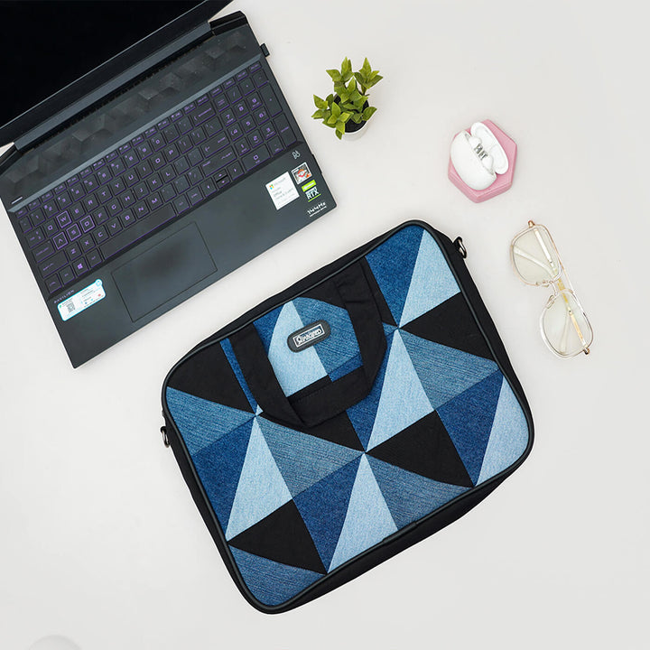 Handcrafted Upcycled Denim Laptop Bag | 15 inch - Zwende