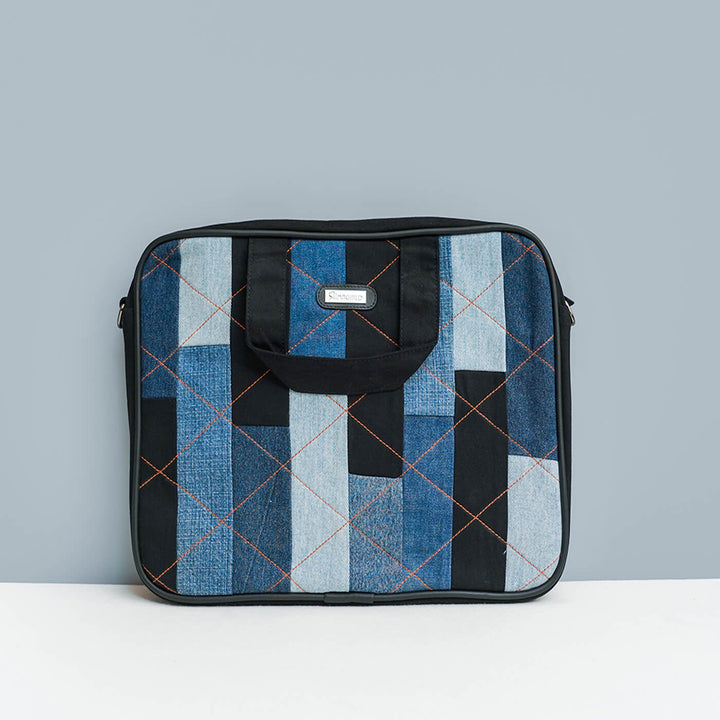 Handcrafted Upcycled Denim Laptop Bag | 15 inch - Zwende
