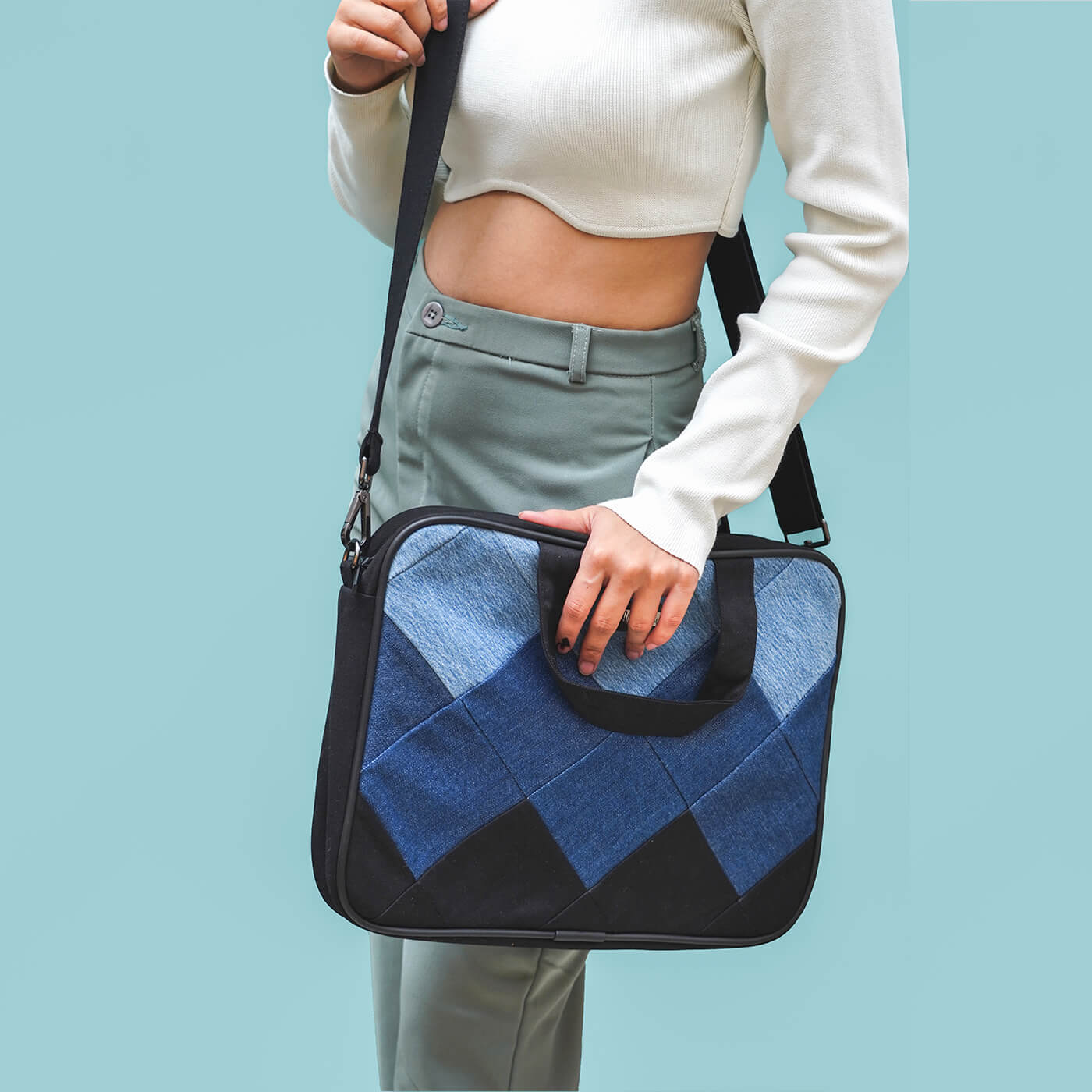 Buy Blue Handcrafted Upcycled Denim Sling Bag Online at Jaypore.com