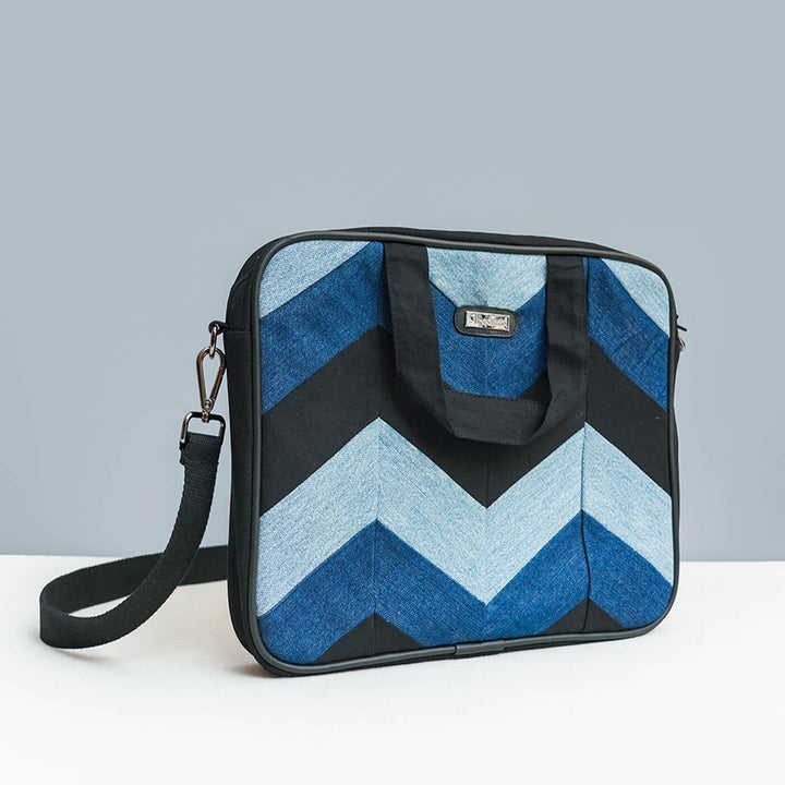 Handcrafted Upcycled Denim Laptop Bag | 15 inch - Zwende