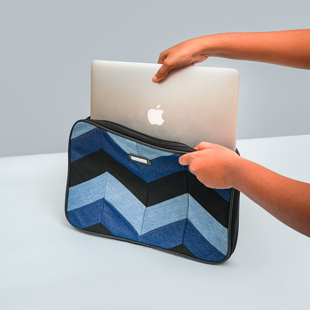 Handcrafted Upcycled Denim Laptop Bag | 15 inch - Zwende