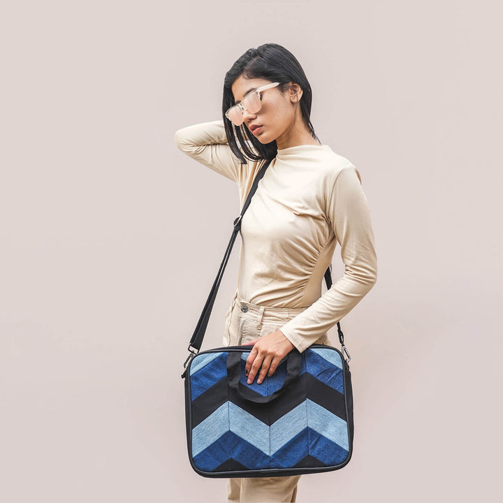 Handcrafted Upcycled Denim Laptop Bag | 15 inch - Zwende