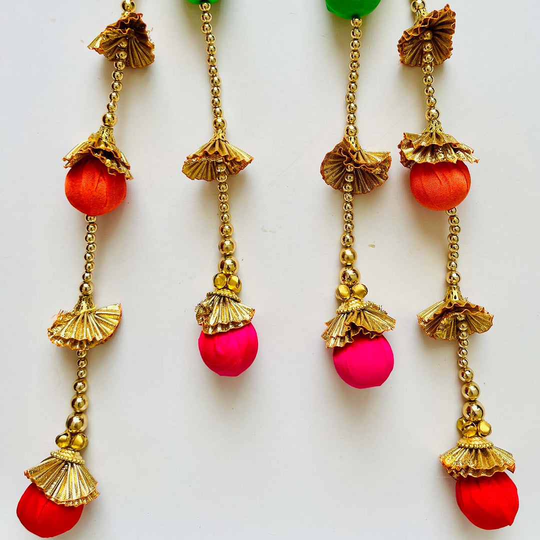 Handmade Colorful Fabric Beads & Ghungroo Hanging