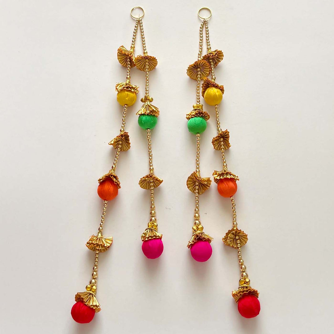 Handmade Colorful Fabric Beads & Ghungroo Hanging