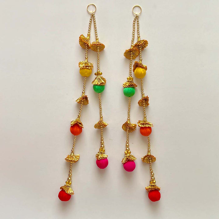 Handmade Colorful Fabric Beads & Ghungroo Hanging
