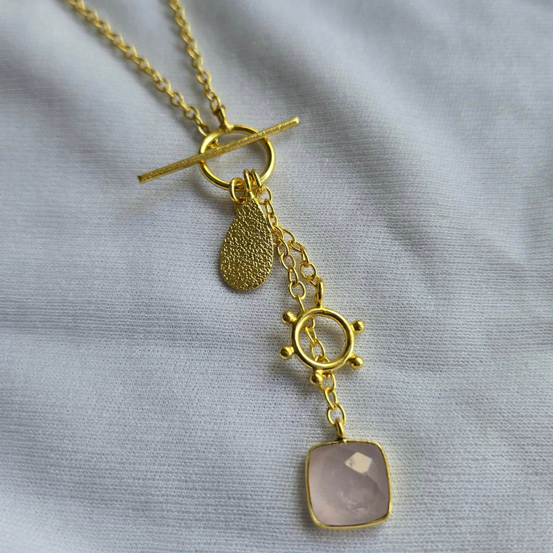 Handmade Rose Charm Brass Necklace