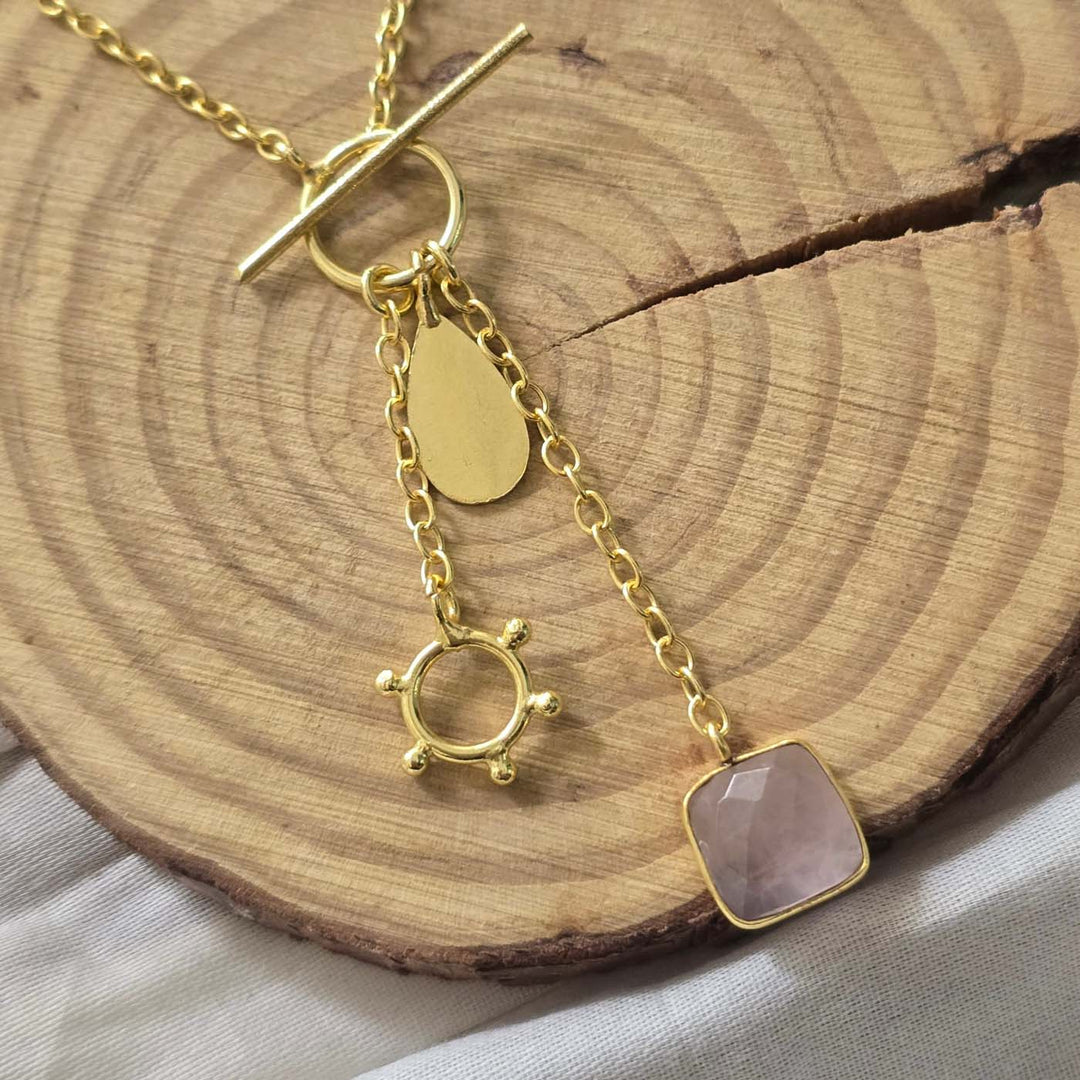 Handmade Rose Charm Brass Necklace